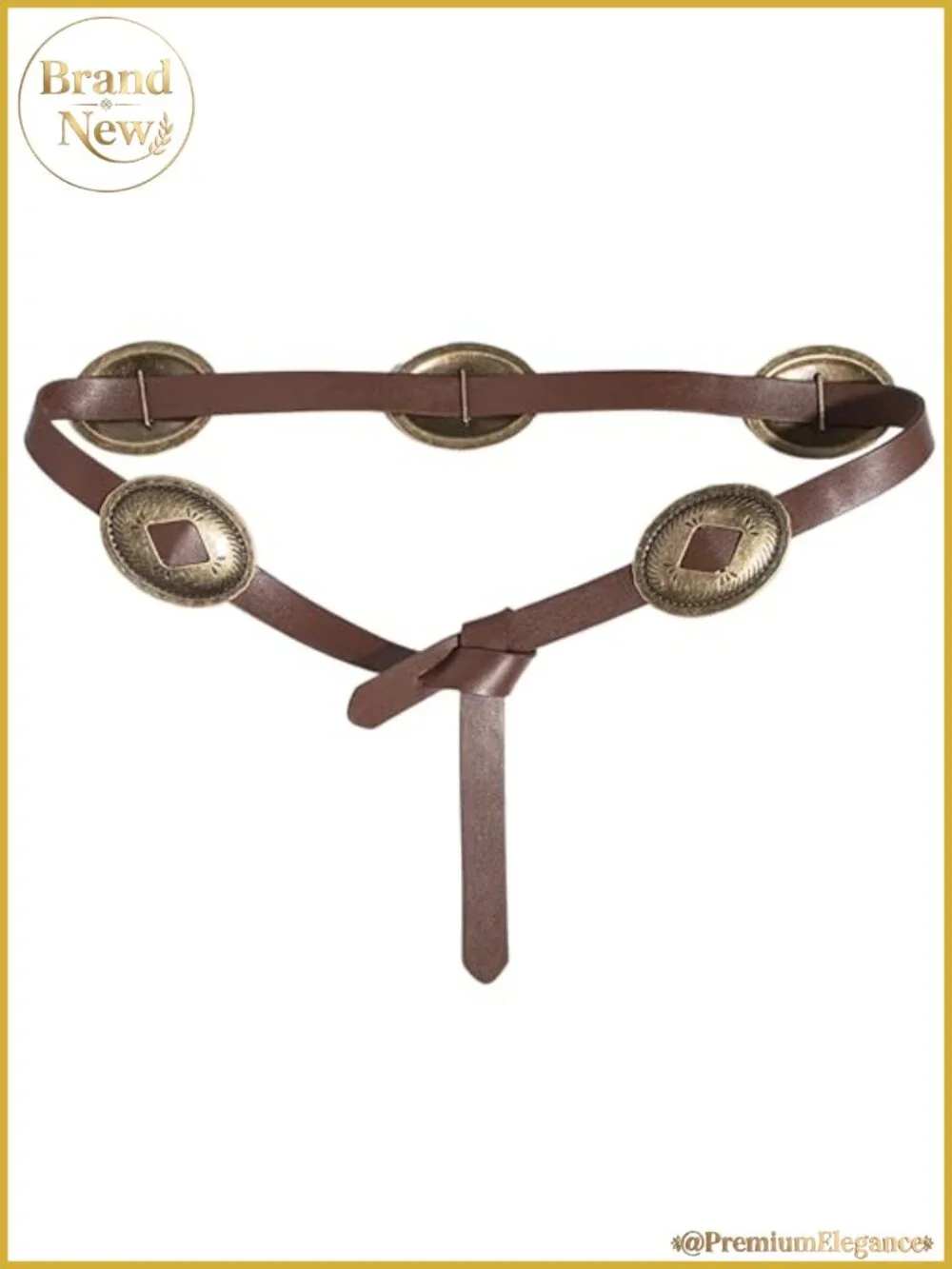 Vintage Oval Concho Belt Faux Leather Boho Western Style Belt